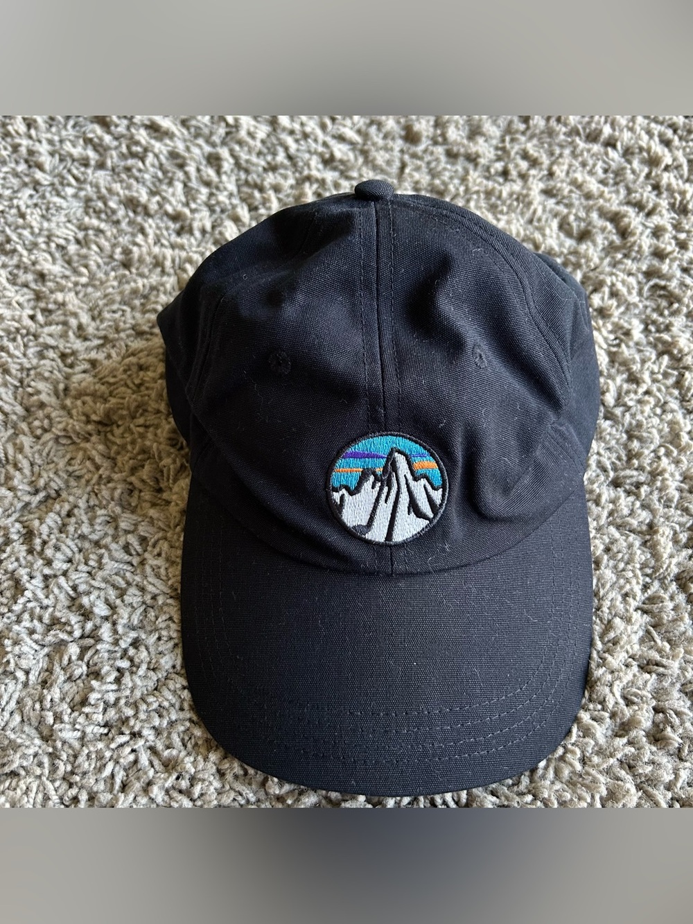 Patagonia Cap Mens Fitz Roy Scope Icon Trad Black Cotton OS Adjustable Strap Hat